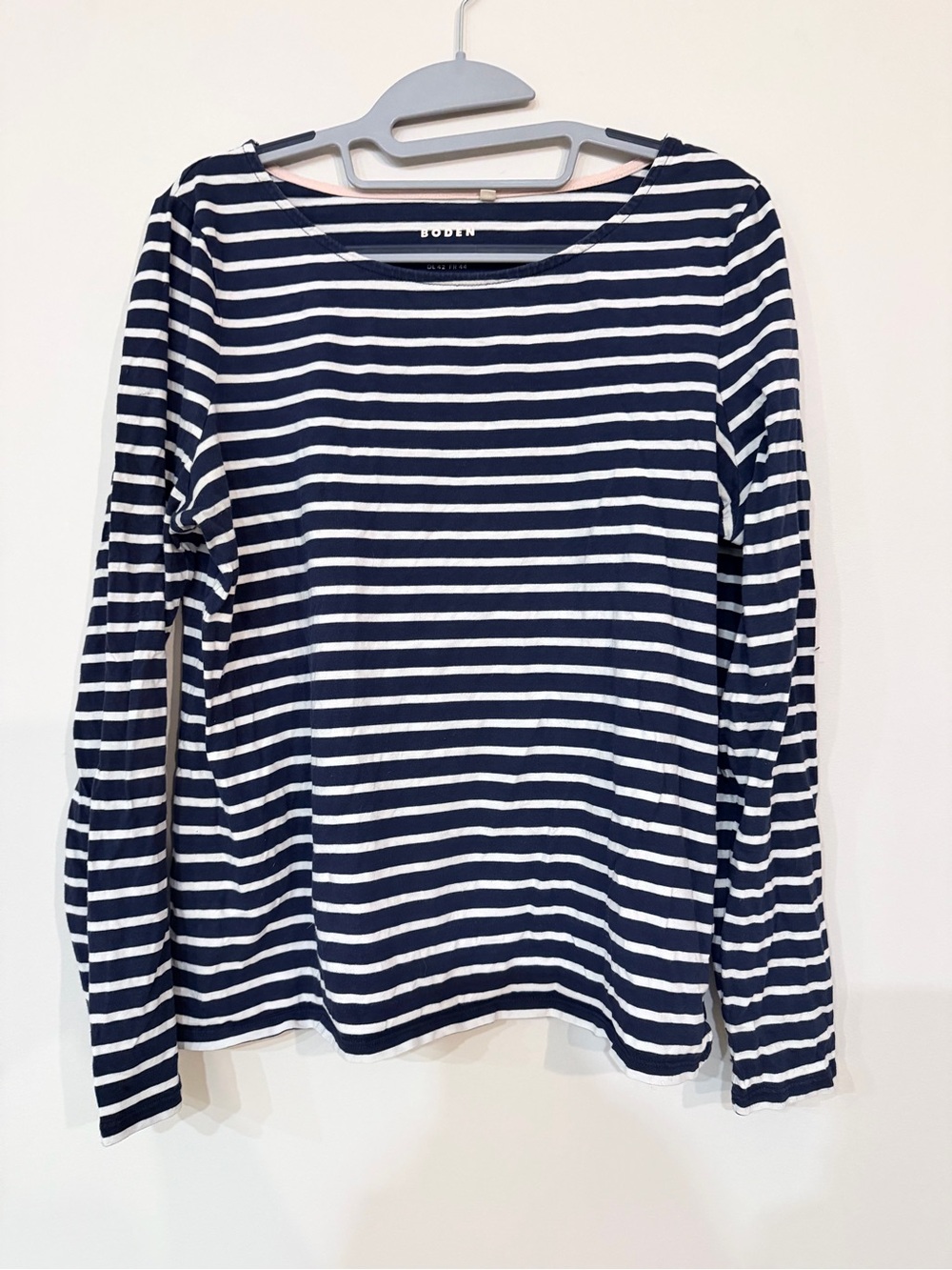 Boden Navy and White Striped Long-Sleeve Tee